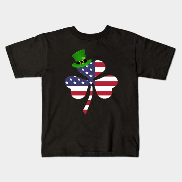 St Patricks Day Shirt American Flag Kids T-Shirt by EmmaShirt